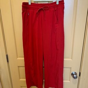 Athleta Wide‑Leg Pull‑On Pants in Red – Size 8 Tall
